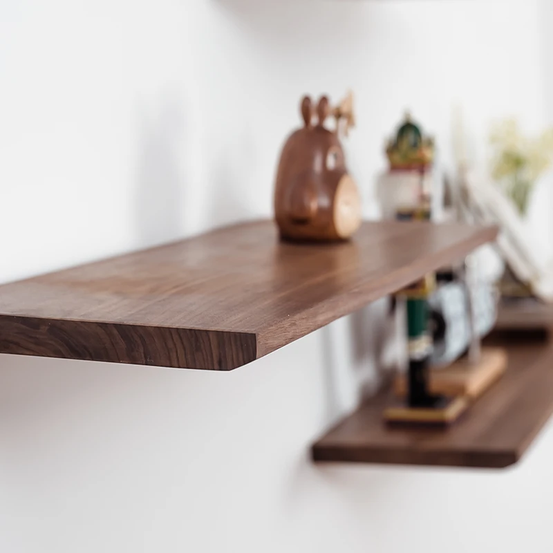 

Woodmaking workshop Solid wood one-word shelf Hanging wall shelf Living room Bedroom Bedside storage Wooden board bookshelf