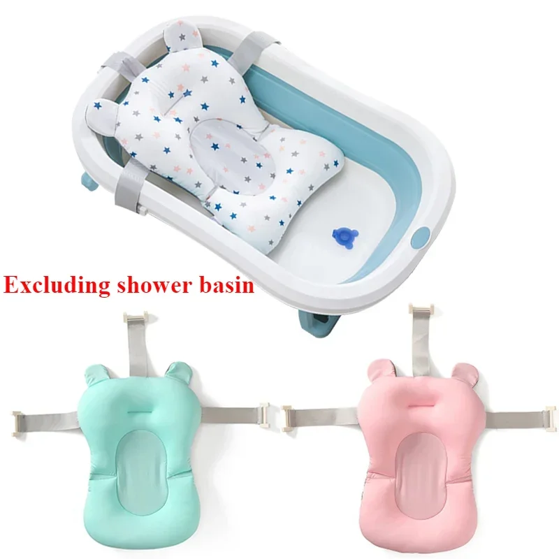 Baby Bath Seat Support Mat Foldable Baby Bath Tub Pad & Chair Newborn Bathtub Pillow Infant Anti-Slip Soft Comfort Body Cushion