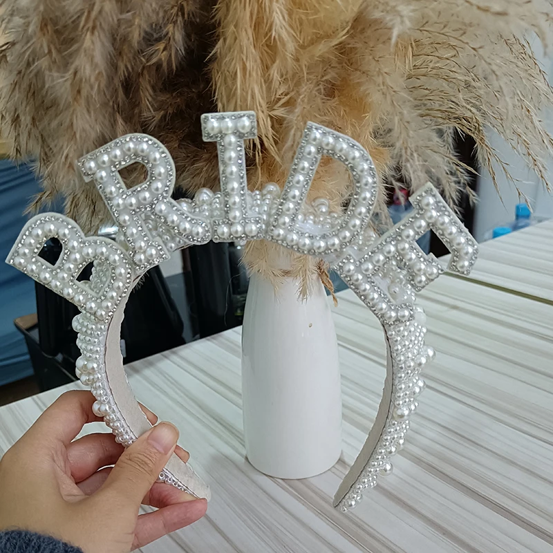 Pearl Bride Hen Party Embellished Headband Bride To Be Hen Do Party Bachelorette Bridal Shower Crown Tiara Accessory