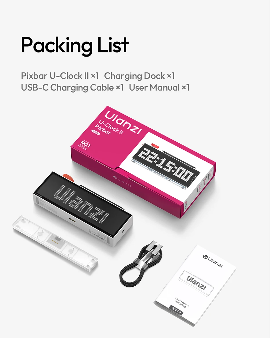 【¥14,966】Ulanzi TC002 Pixbar スマートピクセル時計 USB-C 特別割引-アリエク特価アラート
