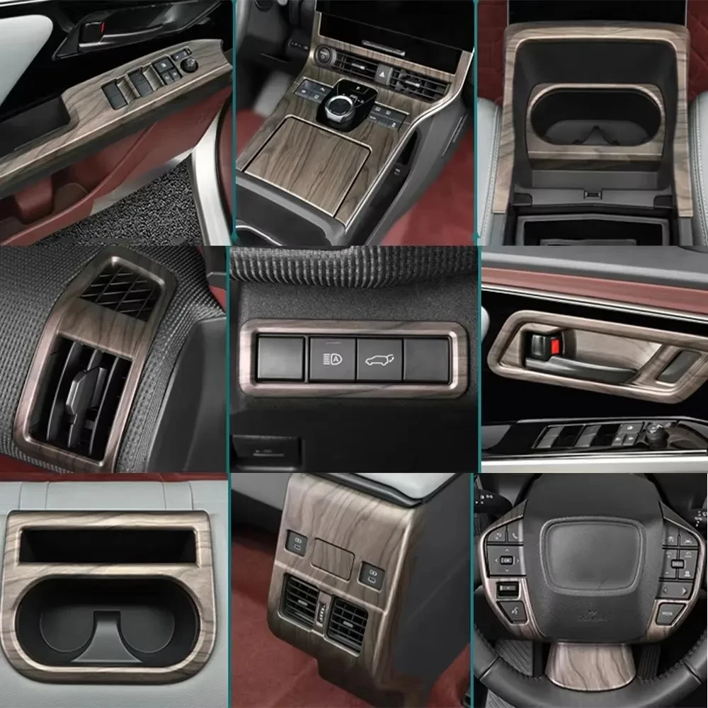 

LHD For Toyota BZ4X EA10 2022 2023 2024 interior Peach Wood Door Armrest Window Lift Switch Cover Gear Shift Air Vent Cover Trim