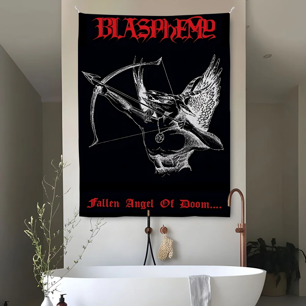 

B-Blasphemys Death Metal Band Cool Tapestry Perfect For Home&Living Bedroom Decor Wall Art Backdrop Banner