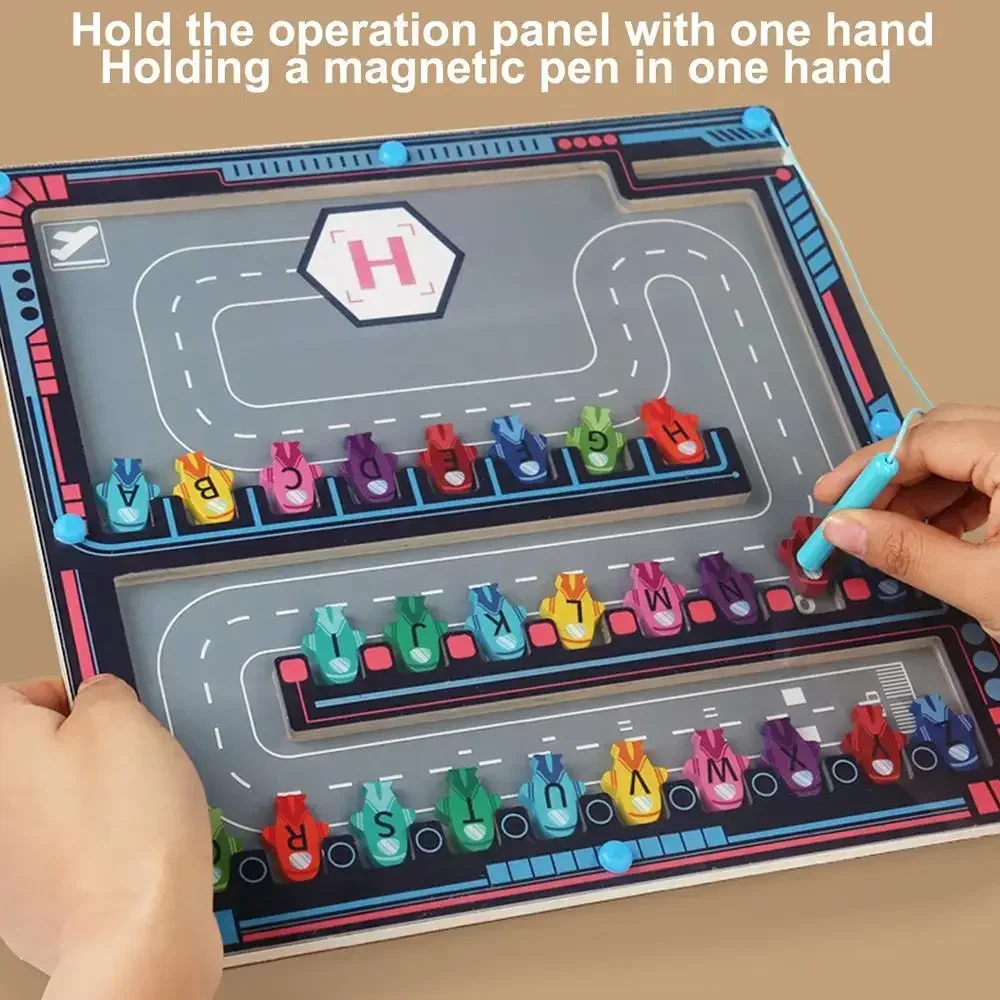 Montessori Magnetic Alphabet Maze Letter Puzzle regali per bambini parcheggio Puzzle per bambini giocattoli per ragazze in età prescolare per bambini