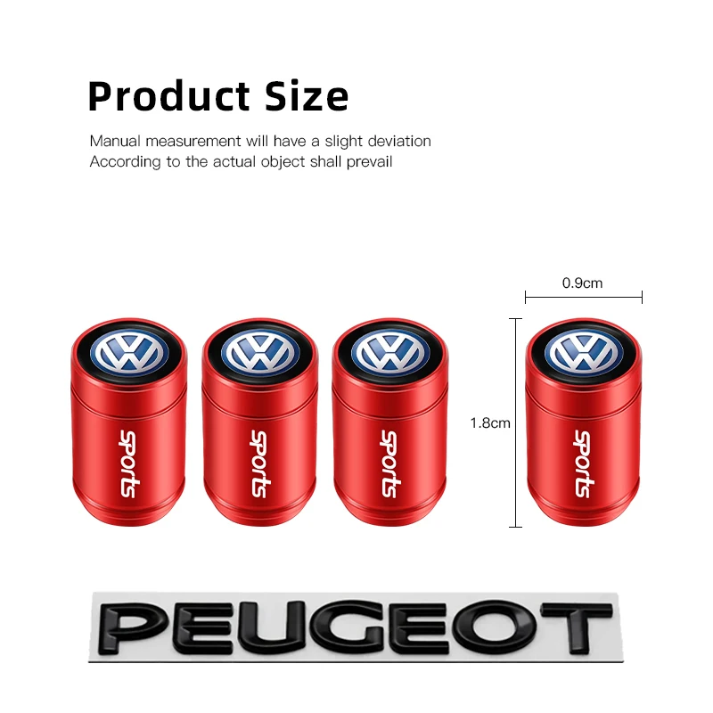 Auto-Schlüsselanhänger/4 Stück Auto-Styling Metall-Ventilkappen zur Staubschutz für VW GTI Polo Golf Passat B8 Tiguan Jetta ID.3 Arteon. – Detail 6