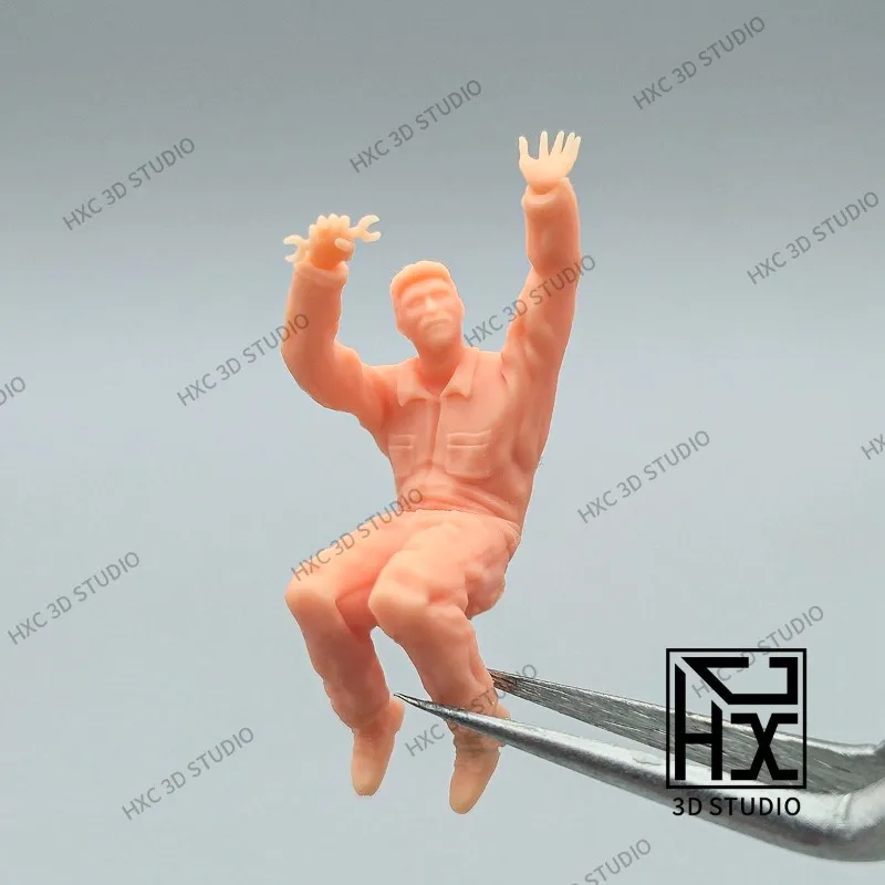 3d printed white realistic car model 1 64 scale sandbox miniature auto repair engineer figure