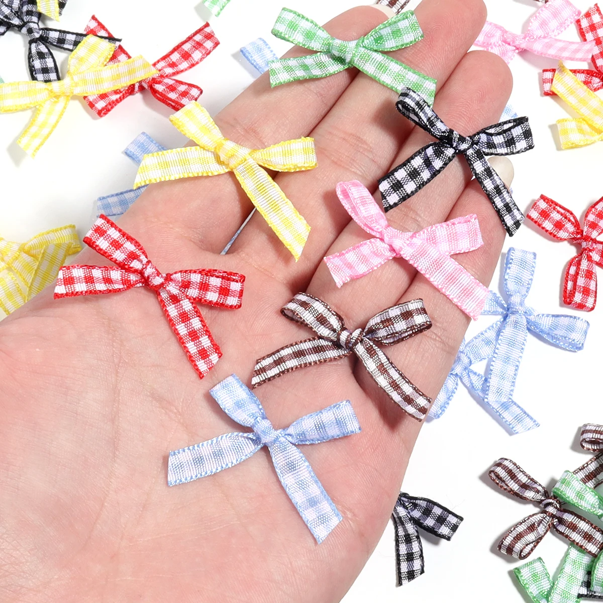 50pcs 4x2.5cm Scottish Checker Bow Gift Handmade Diy Craft Bow Wedding Christmas Decoration Handmade Crafts Accessories Supplies