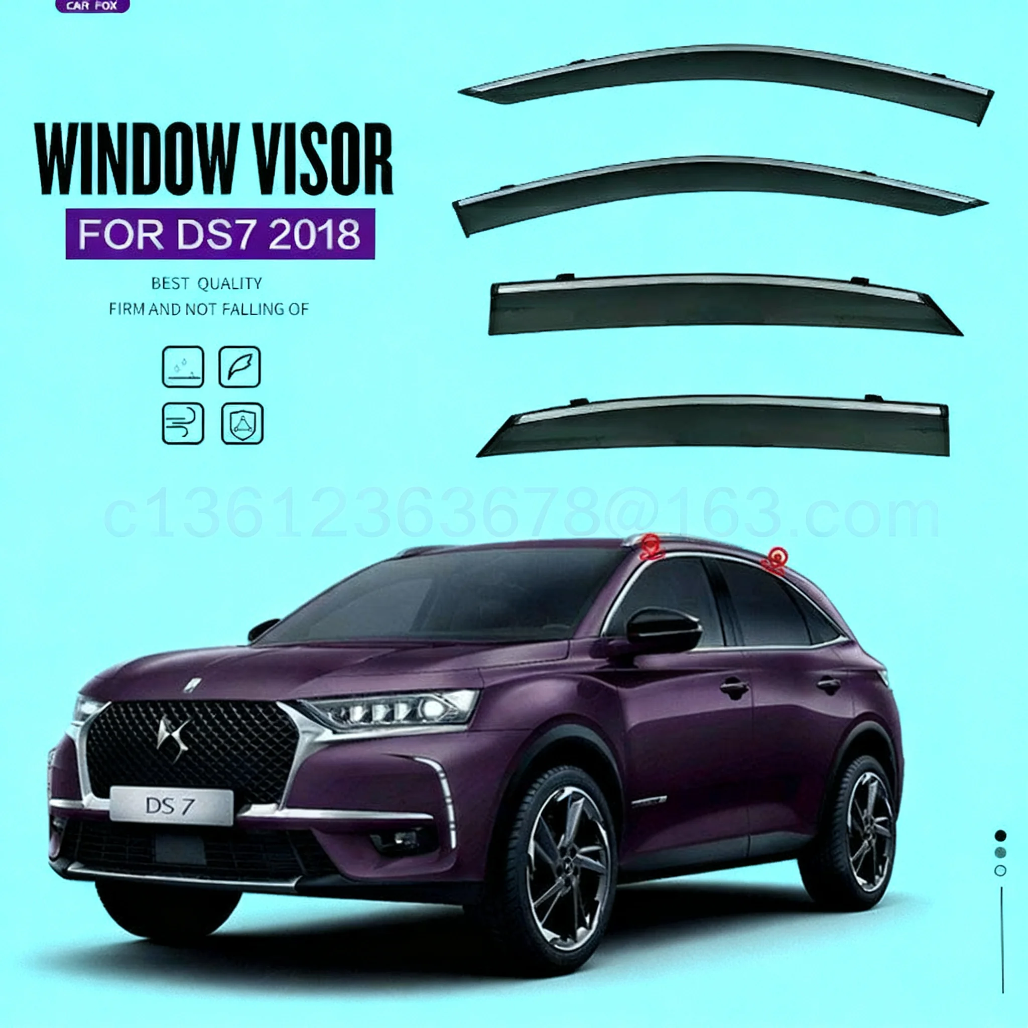 For CITROEN DS7 Crossback Window Deflector Car Window Rain Guard Car Decorative Accessories Easy to Install