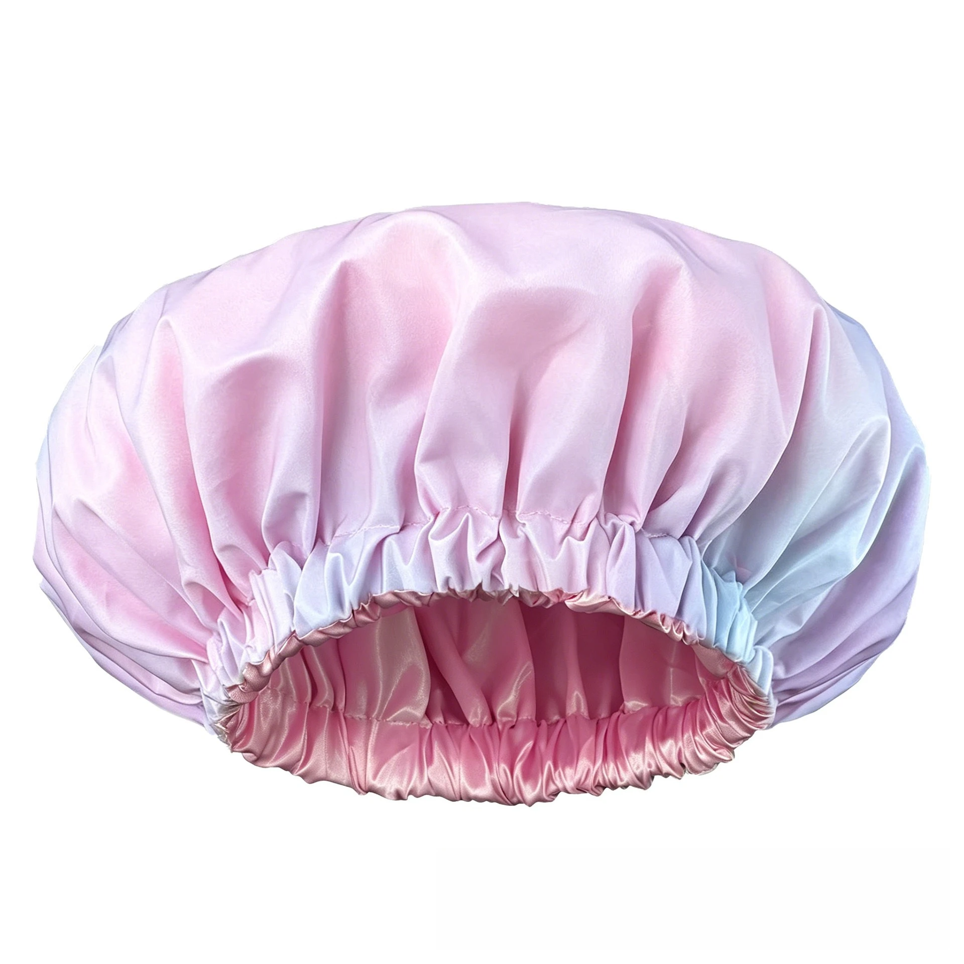 Waterproof shower cap gradual change color double layer satin lined hair care cap bath adult cap
