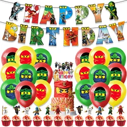 Ninjago Party Supplies DIY Balloon Birthday Party Decoration Banner Latex Balloon Decoration Cake Supplies Invitation Cards