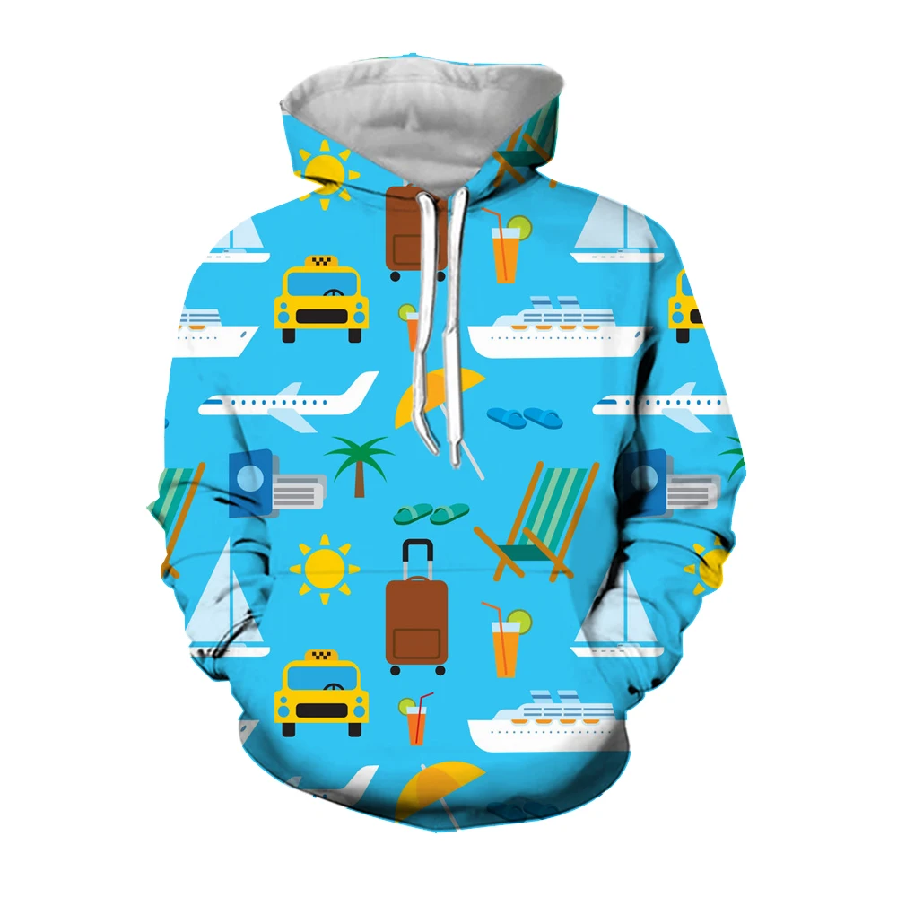 Jumeast 3D Printed Car Plane Men Hoodies Cartoon Graphic Kangaroo Pocket Hoody Streetwear Y2K Fashion Oversized Youth Clothing