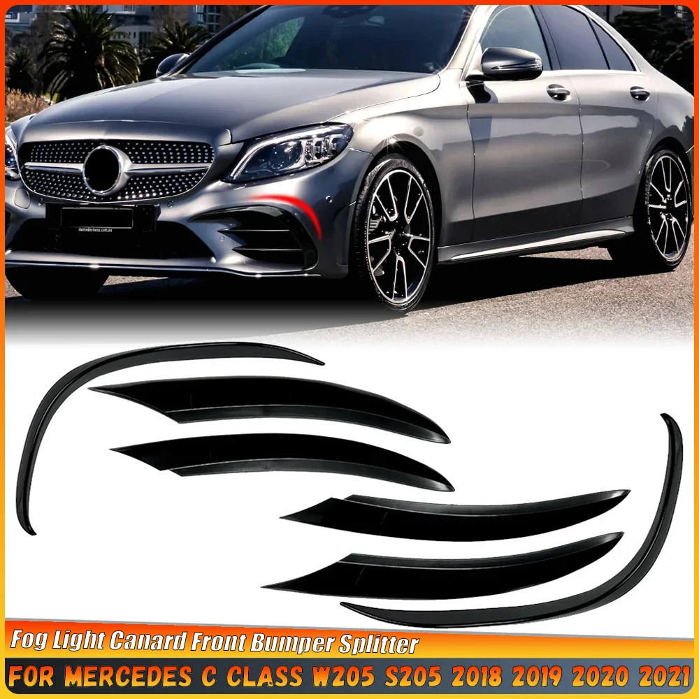 

Fog Light Canard Front Bumper Splitter Spoiler for Mercedes C Class W205 S205 A205 C205 C200 C220d C300 2018-2021 Exterior Parts