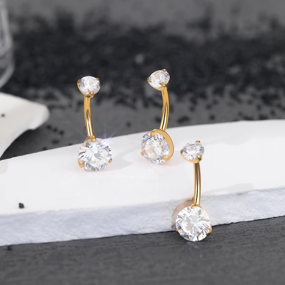 1Pc Titanium Belly Button Ring Zircon Navel Bar Internally Threaded Body Piercing Jewelry Nombril Ombligo Barbell 6/8/10/12mm