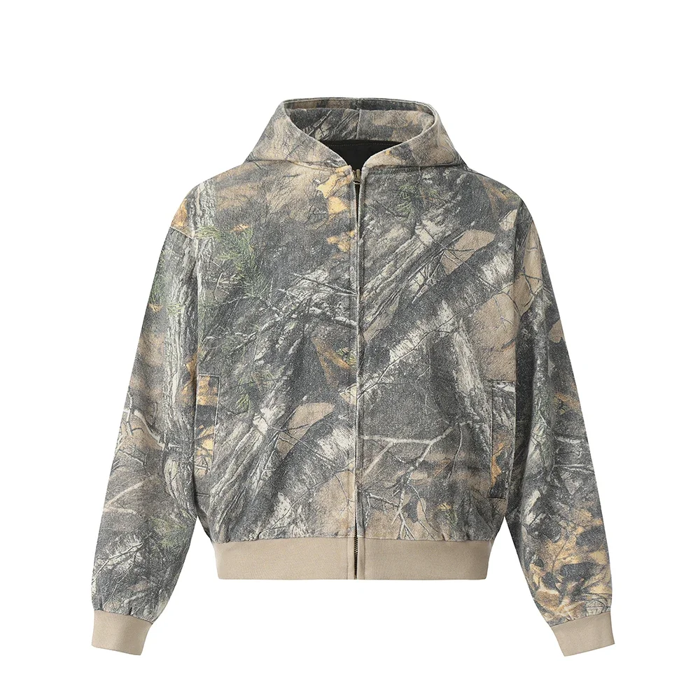 Streetwear Camouflage Zipper Hooded Jacekt for Men and Women Ropa Hombre Windbreaker Coat Oversized Autumn Outwear Clothes