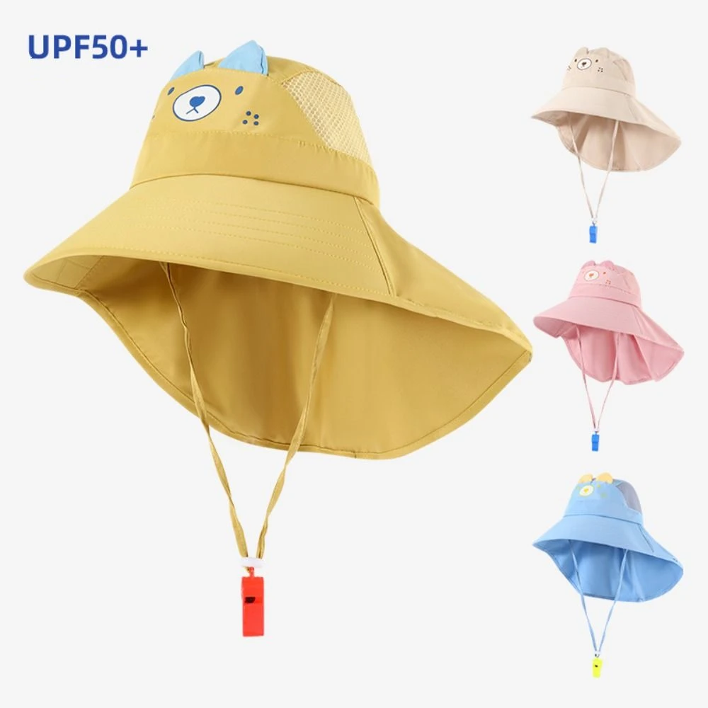 Casual Neck Ear Cover Children Sun Hat Anti UV Polyester Travel Flap Cap Beach Caps Summer