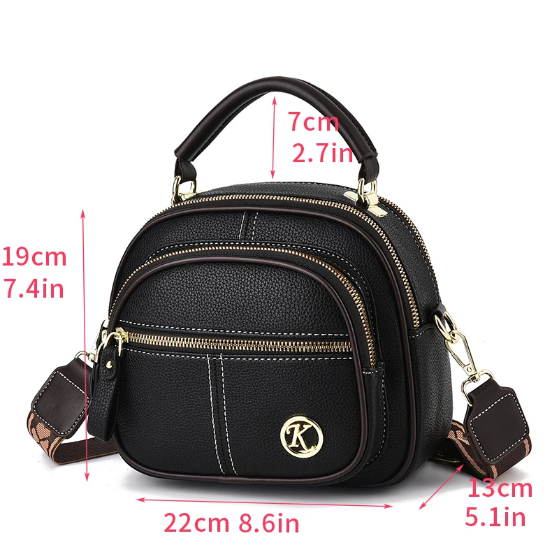 Mini Chic Crossbody Shoulder Bag - Zipper Closure, Faux Leather, Solid Color, Polyester Lining, Spacious Interior, Stylish Women