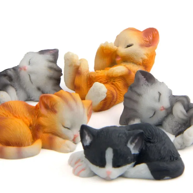 Simulated Animal Refrigerators Sticker Sleeping Cat Model Kawaii Pet Car Ornament Toy Animals Figurines Fridge Magnet Home Decor