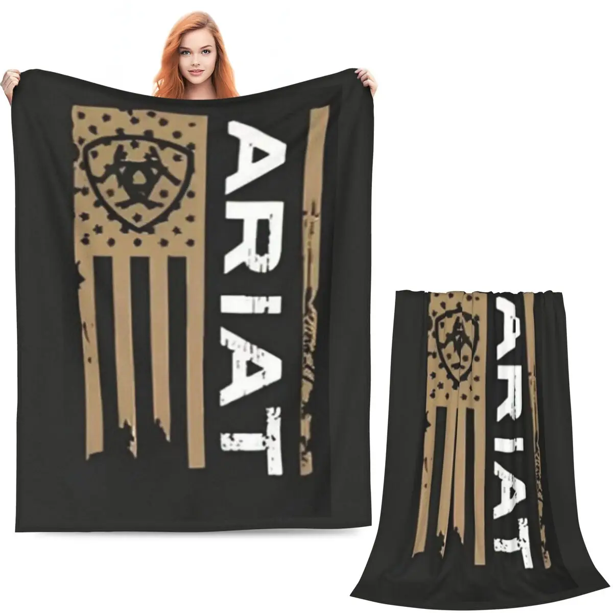 Ariat Distressed American Flag Print Blanket Soft Warm Flannel Throw Blanket Bedspread for Living room Picnic Travel Home Couch