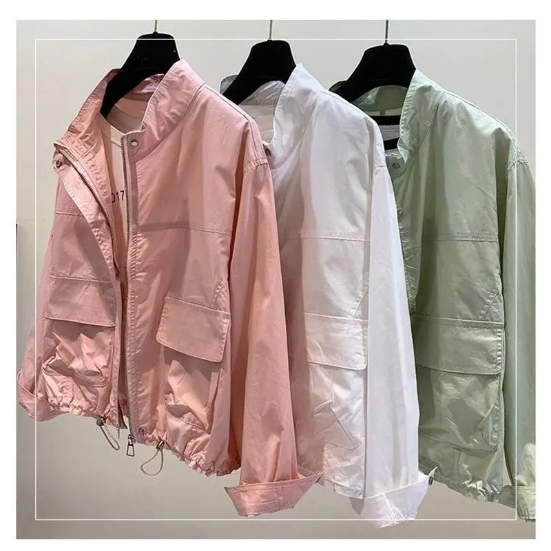 

Windbreaker Coat Women's Collar Fashion Niche Sun Protection Clothes Spring Summer 2023 New Jacket Joker Casual Tide Tops Female