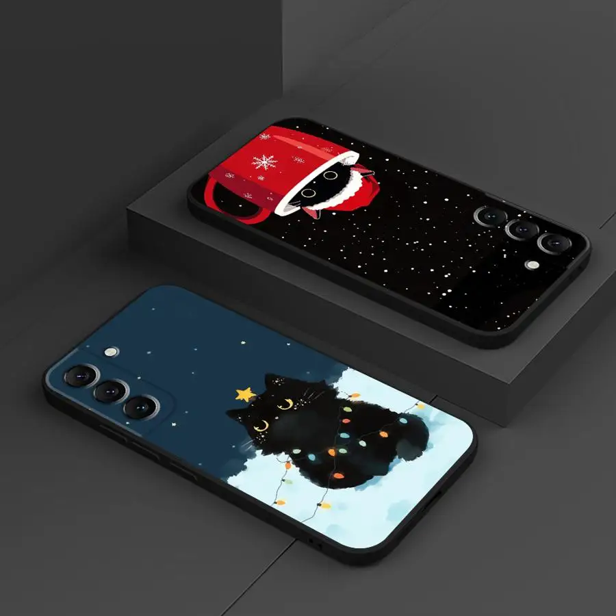 

Christmas Cat Case for Samsung Galaxy A25 A71 A35 A26 A72 A24 A55 A36 A32 A41 A23 A53 A22 A52 A51 A73 Black Soft Phone Cover