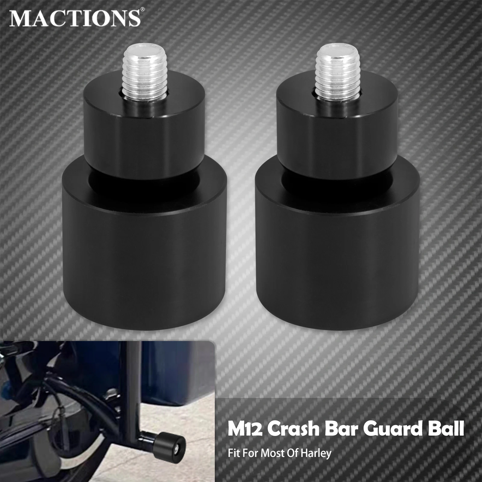 

2X Motorcycle Crash Bar Guard Ball M12 Crash Bar Engine Guard Collision Protector For Harley Softail Touring Dyna Sportster XL