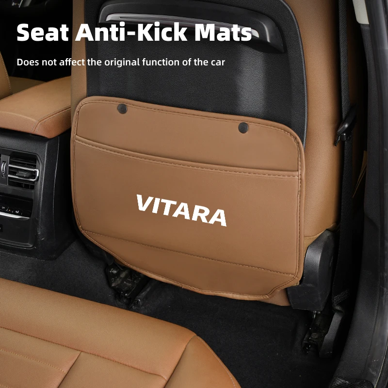 Car Seat Anti-Kick Pad Leather Back Protector Cover For Suzuki Vitara DZire Swift Jimny Ignis Grand Alto Xbee Swace Across S-Pre - view 5