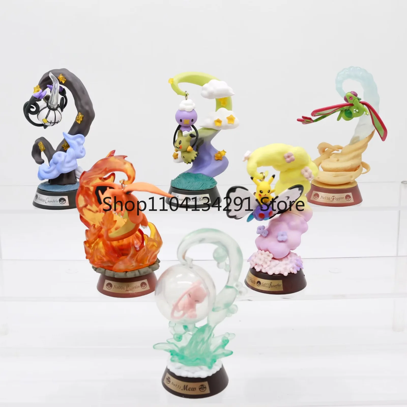 オリジナルポケモンフィギュア:ピカチュウのブランコ、リザードンの置物、ミュウツーのミステリーqクリスタルランプ、アクションフィギュア