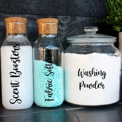 3Pcs Laundry Room Organization Labels Vinyl Sticker Washing Powder Jar Bottle Label Decals Laundry Pods Scent Boosters Decal