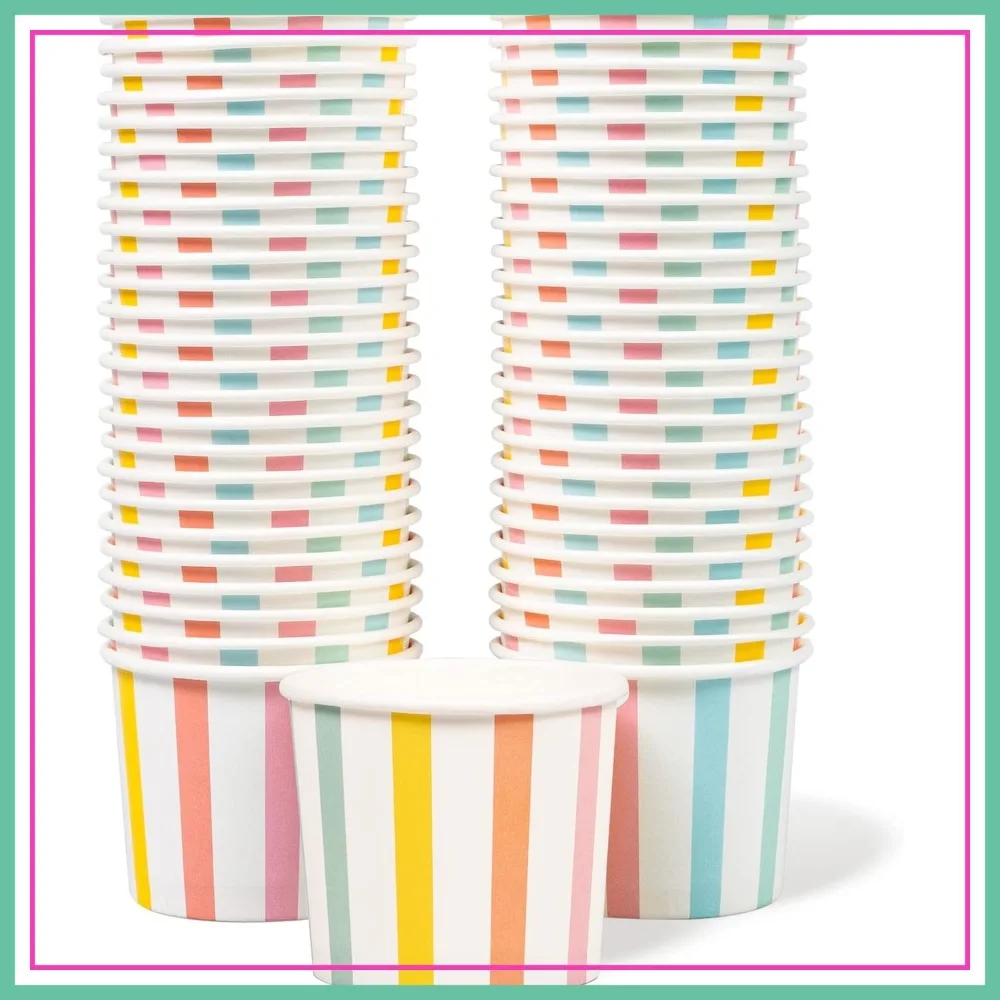 

50-Count 11-Oz Paper Ice Cream Cups, Disposable Dessert Bowls for Hot or Cold Food, Party Supplies for Sundae, Frozen Yogurt, Soup