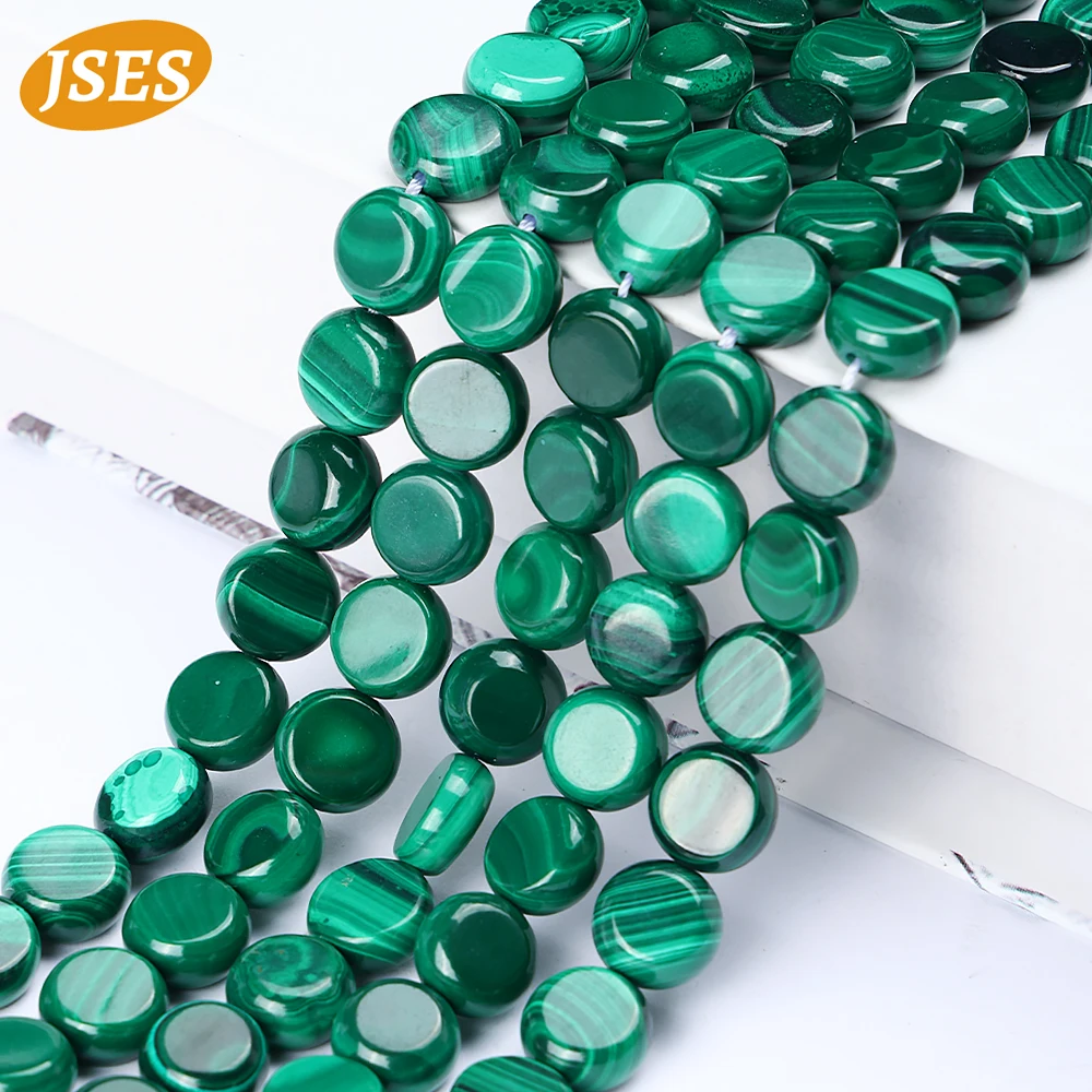 

Natural Malachite Flat Round Beads 4x10mm Spacer Loose Gemstone Bead for Jewelry Making DIY Bracelet Necklace Charms Accessories