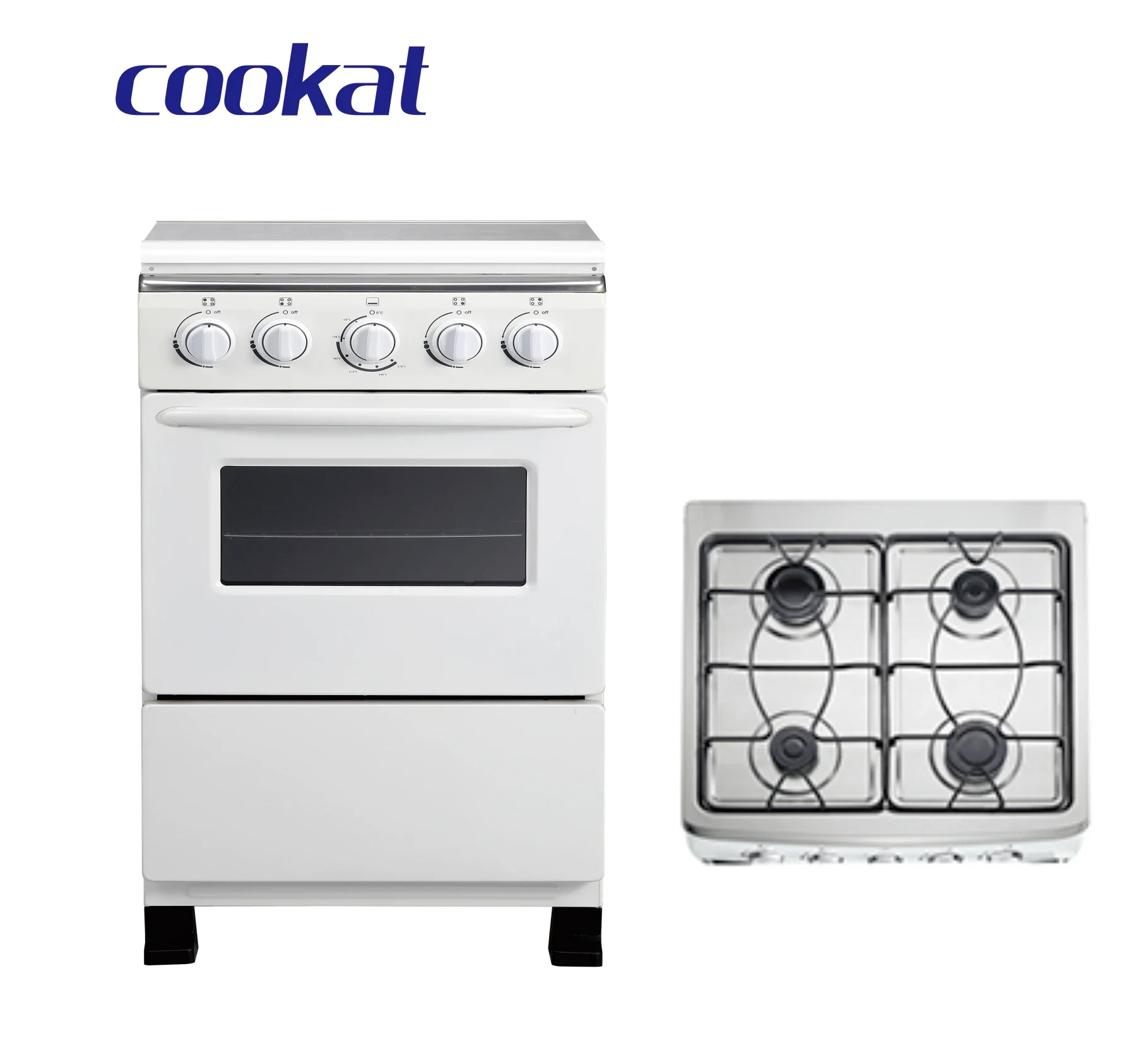 Kitchen appliance White color 6 cooking zones Gas Range in Stainless Steel multi-functional freestanding Gas Hob with Oven