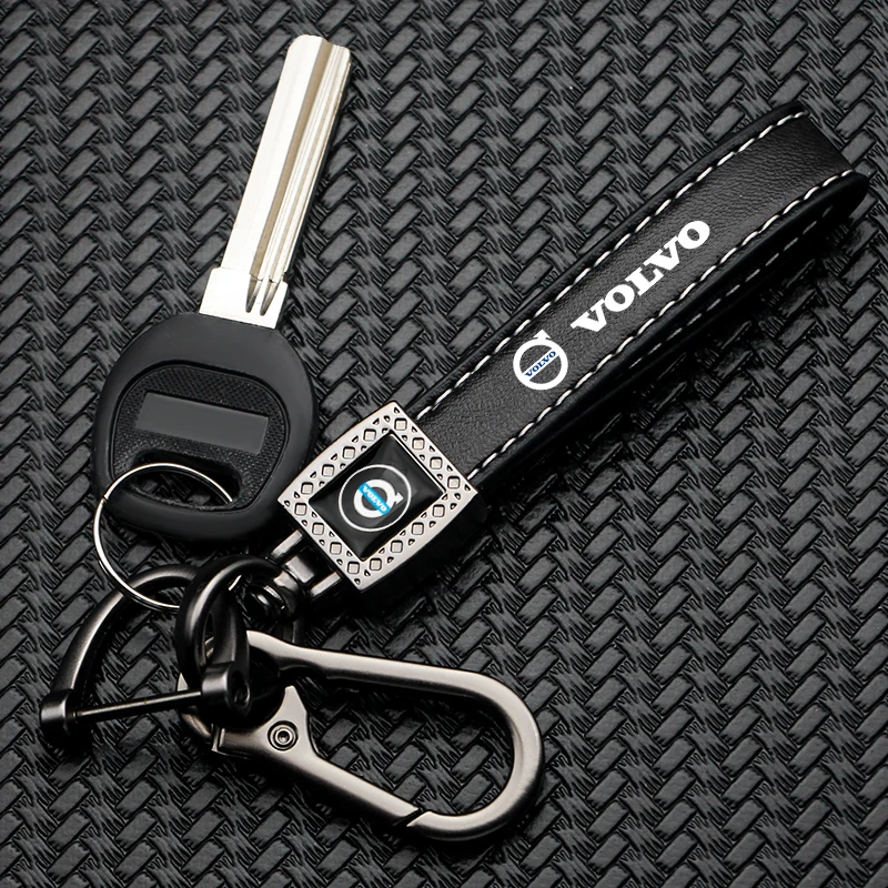 Car Metal Key Chain Fine Leather Emblem Key Ring For Volvo XC90 XC60 C30 T6 S60 C70 XC40 V40 XC70 V70 V60 V50 S80 S40 S90 V90