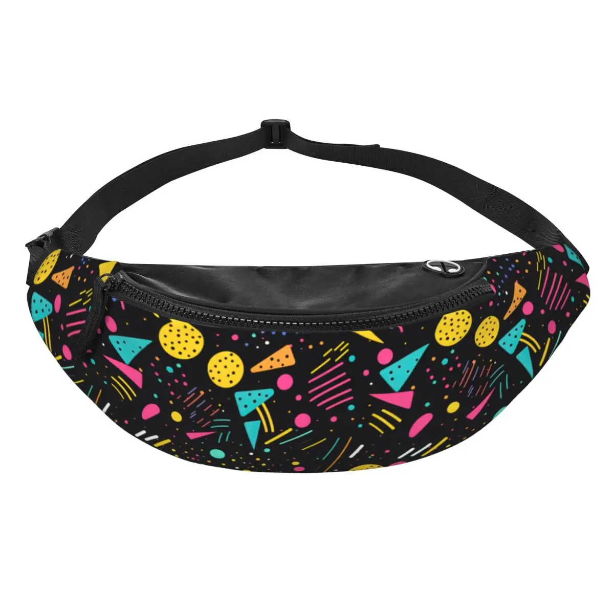 Custom Retro 80s 90s Pop Pattern Fanny Pack Men Women Crossbody Waist Bag for Cycling Camping Phone Money Pouch