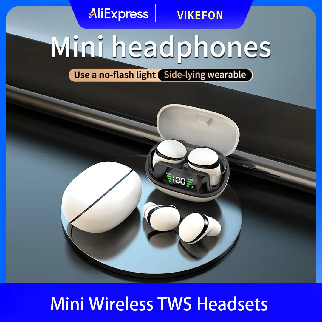 Mini Wireless TWS Bluetooth 5.3 Headsets Invisible Earphones With Mic HiFi Music Earbuds Mobile Phone Universal Headphones
