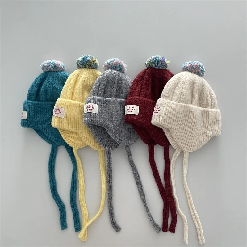 Kids Hat 48-52cm Toddler Winter Beanie with Earflap Knitted Hat Baby Boys Hats Girls Warm Windproof Cold Proof Children Cap view 2