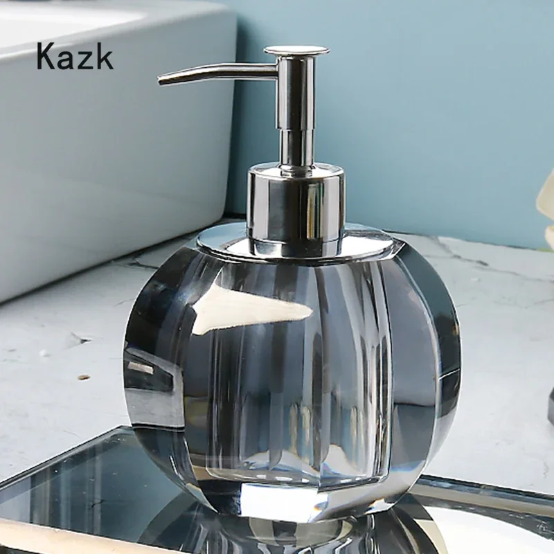 Light Luxury Crystal Glass Bathroom Accessories Set High End Transparent Wash Supplies Toothbrush Holder Cup Shampoo Bottle