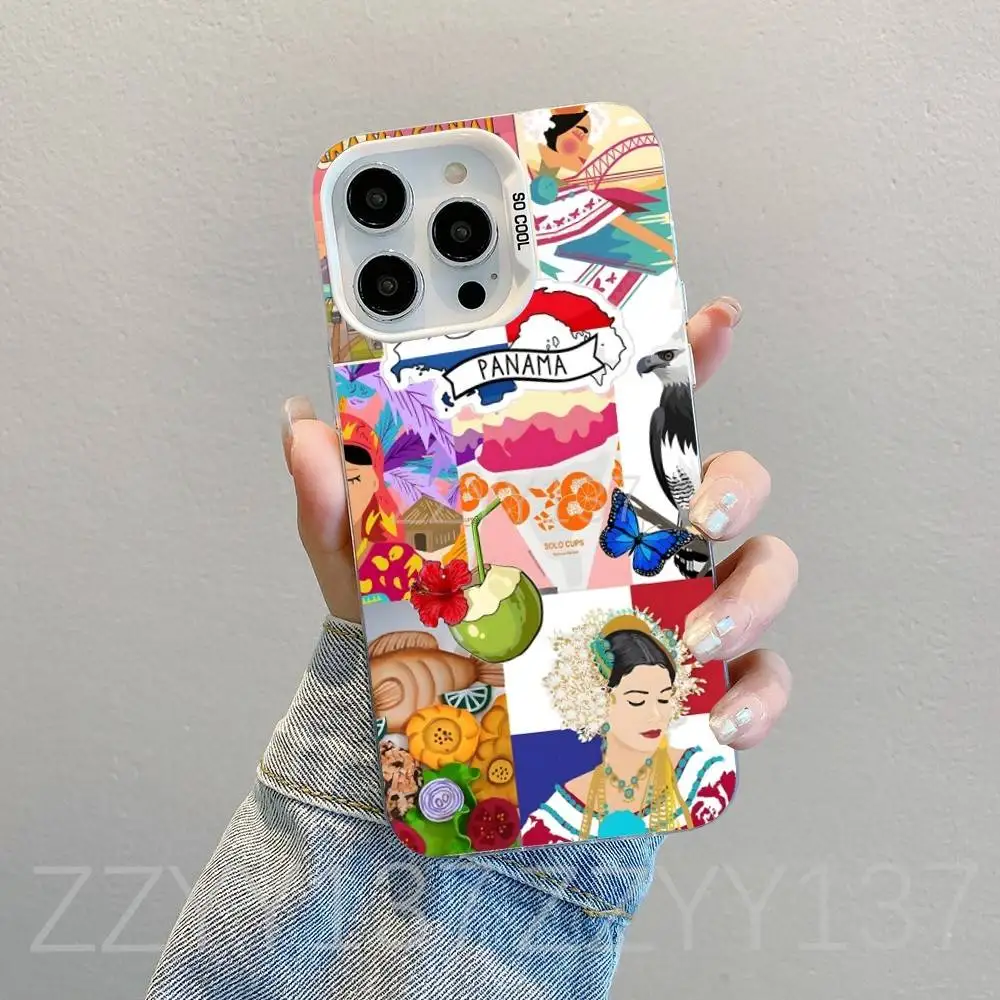 حافظة هاتف بنما الاستوائية لهاتف آيفون 16,15,14,13,12,11,8,7,Pro,Max,Plus,Mini,XS,SE غطاء مقاوم للصدمات من الحلوى البيضاء غير اللامعة