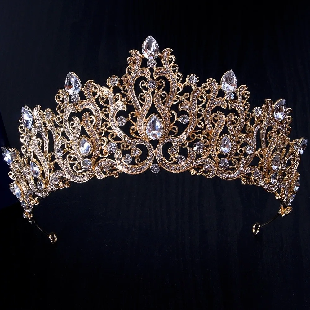 

Queen Party Pageant Baroque Luxury Crown Crystal Shiny Silver Princess Tiara Headband Ornaments Hair Accessories