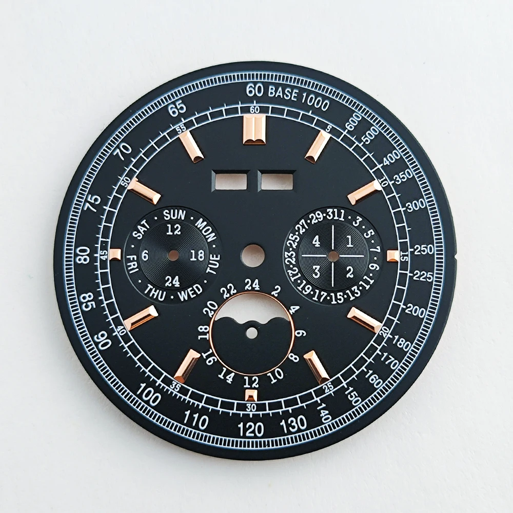 36.5mm Watch Dial Grand Complications Dial Sapphire Crystal Case Mod Parts For ST1655 Chronograph Perpetual Calendar Movement