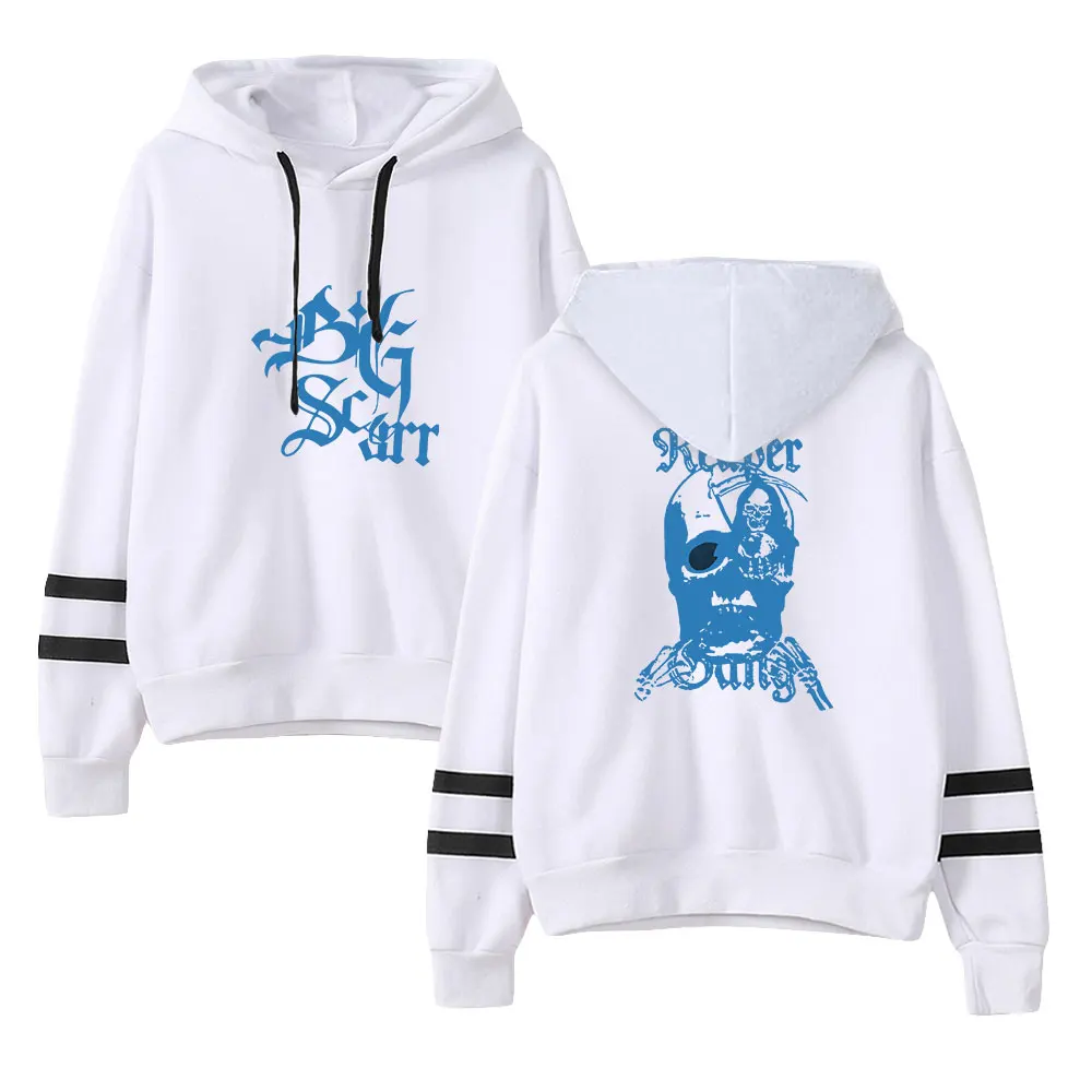 Big Scarr Merch-Sudadera con capucha Unisex para hombre y mujer, ropa de Hip Hop con mangas de barras paralelas sin bolsillo, rapero americano juvenil