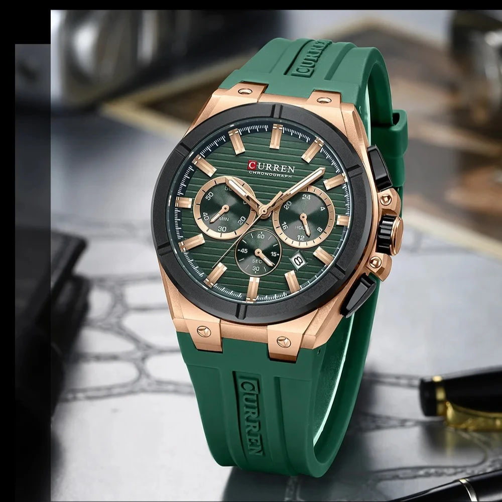 CURREN 8487 New WristWatch Chronograph Calendar Sport Men Watch Military Army Original Top Brand Luxury Leather Male Clock Gift