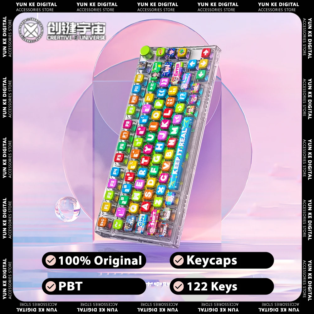 

Creative UV x Mintion Mechanical Keyboard Keycaps RAPPER PBT Keycaps Set 122 Keys Light Transparent Pc Gamer Accessories Gifts