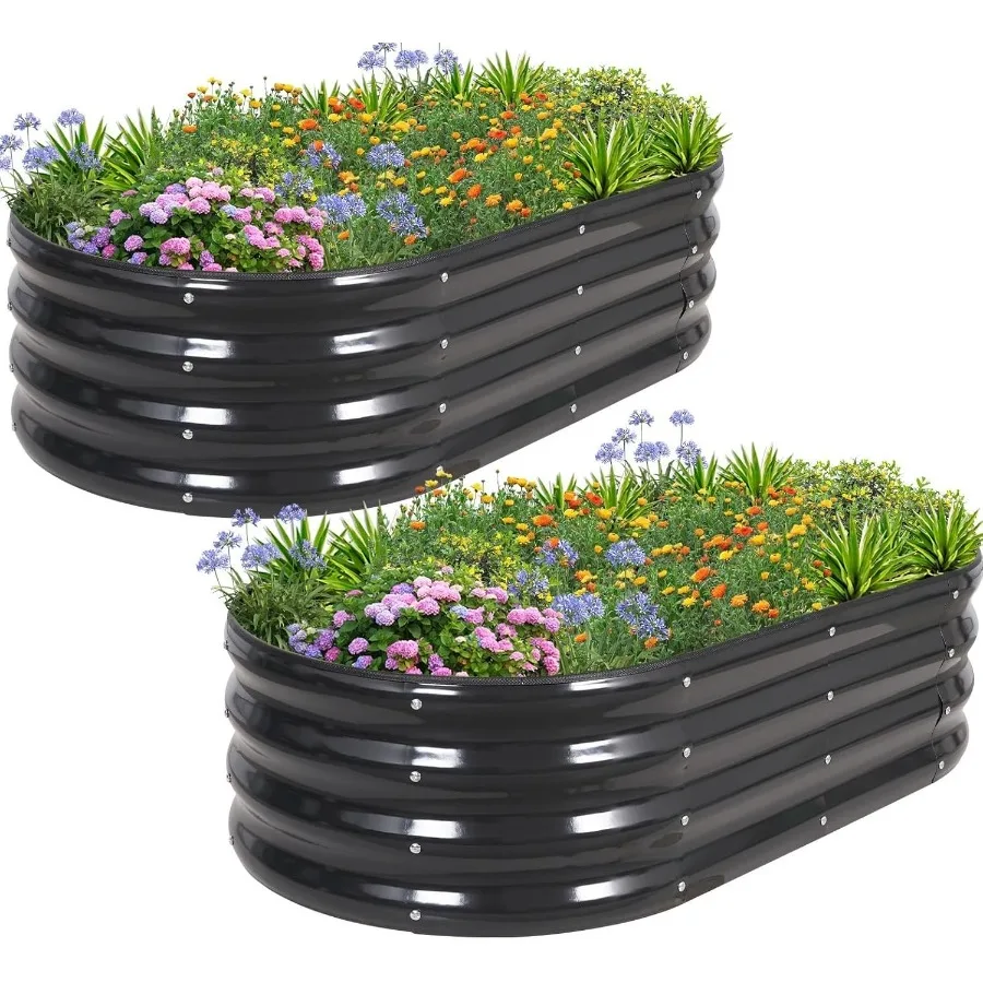 

Galvanized Raised Garden Bed- Planter Garden Boxes Outdoor Raised Beds for Gardening 4x2x1ft Metal Garden Bed Kit for Vegetable
