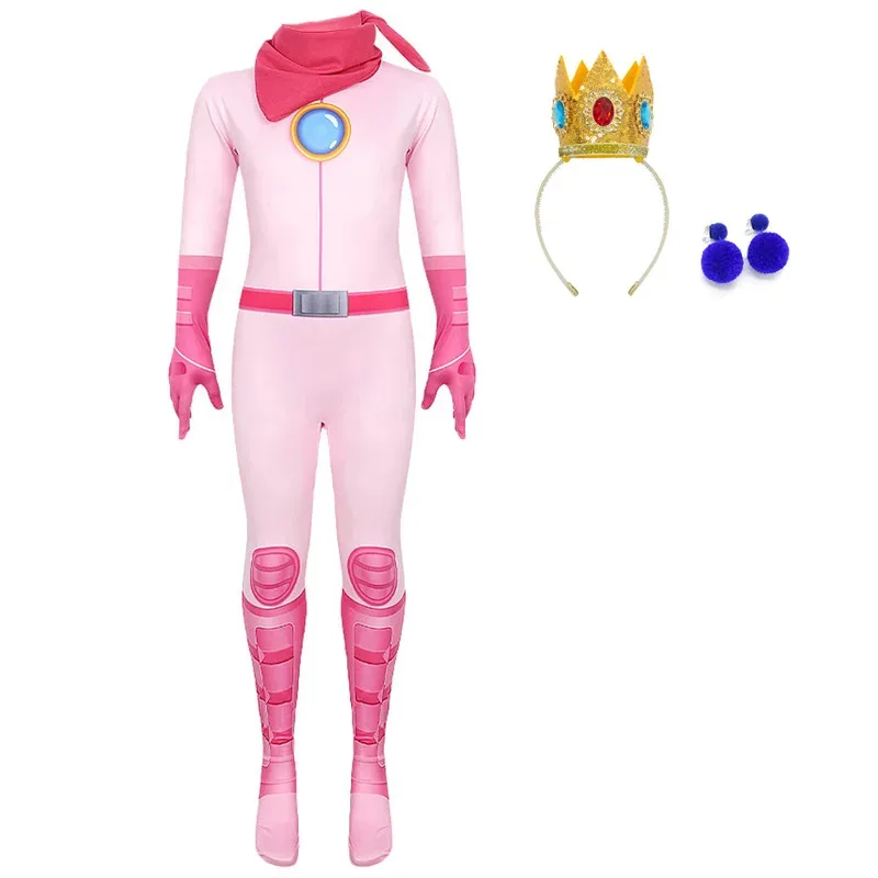 

LZH Carnival Peach Jumpsuit For Girls Princess Cosplay Suit Halloween Game Role Playing Princess Costume Kids Valentine's Day