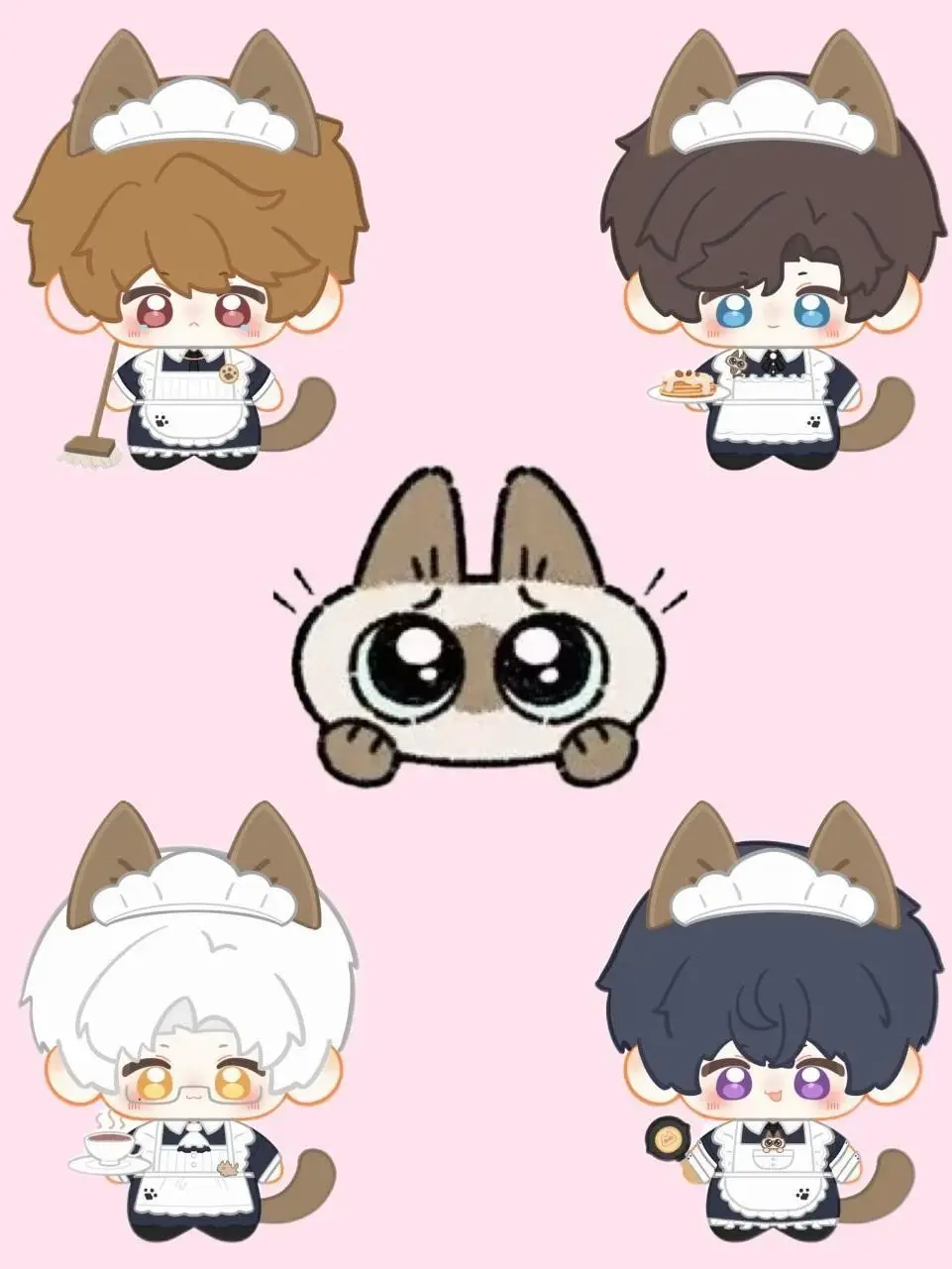 10cm Tears of Themis Marius Von Hagen Artem Wing Plush Doll Cute Cat-ear Maid Theme Toy Soft Keychain Bag Pendant Girl Gift Xmas