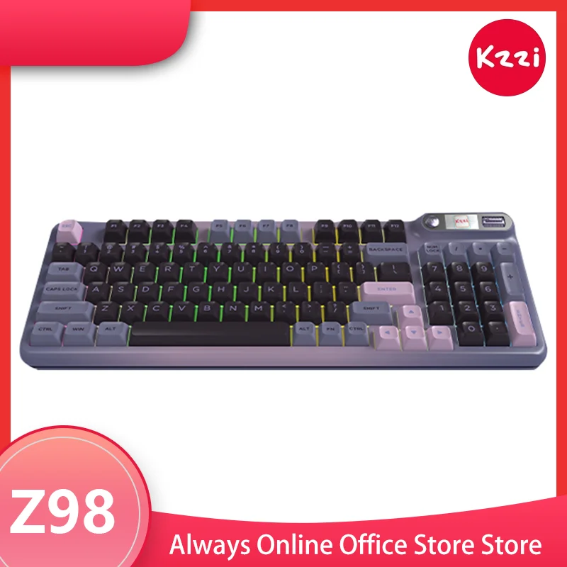 Kzzi Z98 Smart 94 Keys Mechanical Keyboard Screen Rgb Knob Gaming Keyboard Gasket Pc Gamer Accessories For Computer Pc Man Gifts