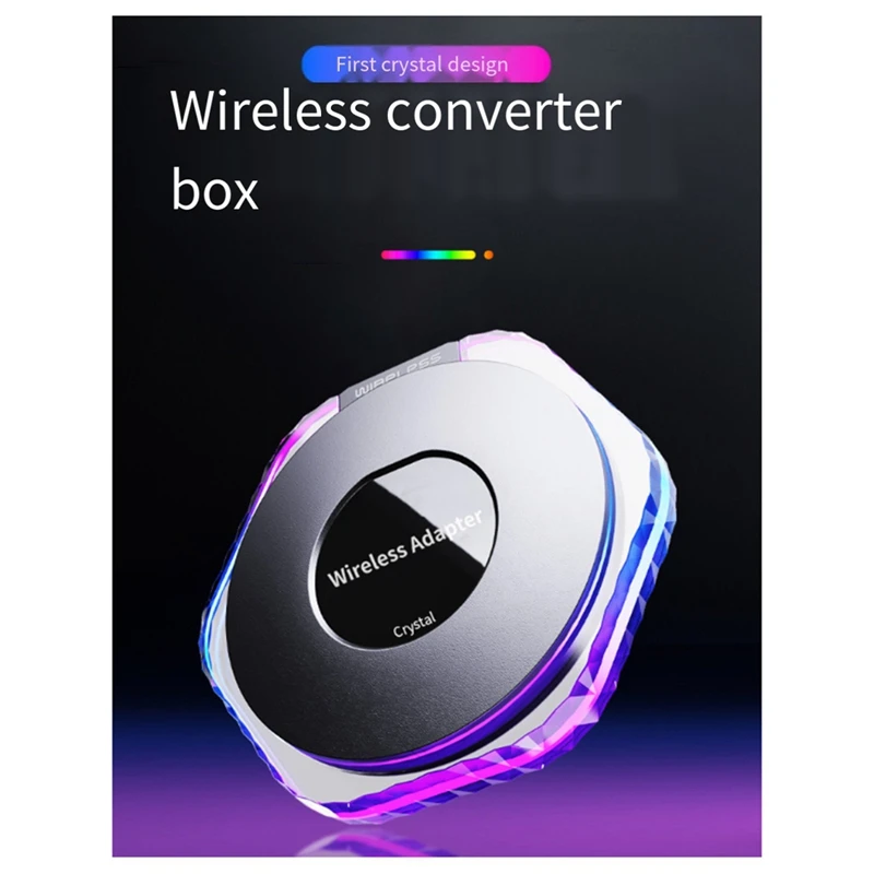 

2 In 1 Wireless Carplay Adapter With RGB Lighting Car Adapter Seamlessly Convert Wired Android Auto To Wireless