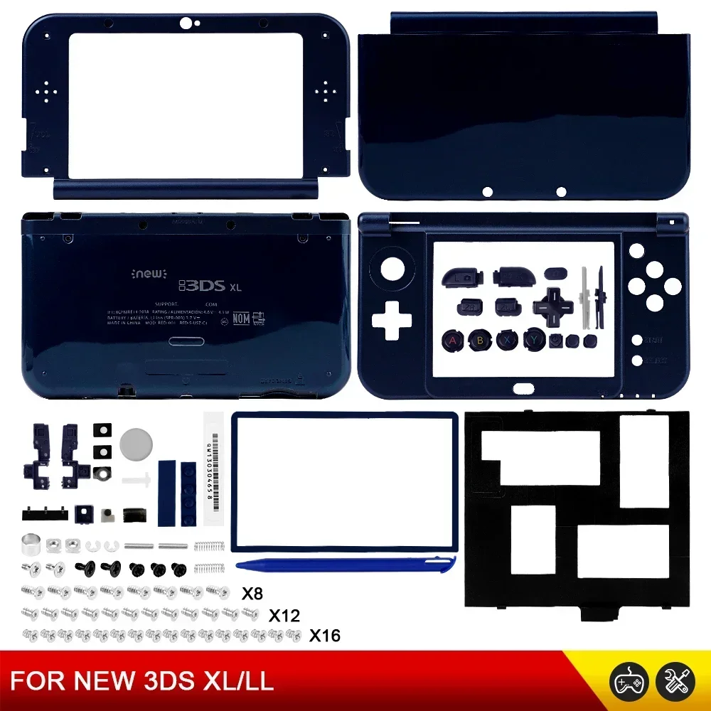 استبدال الإسكان الكامل ل نينتندو جديد 3DS XL LL لعبة وحدة التحكم غطاء ل جديد 3DS XL LL الإسكان شل مجموعة كاملة الملحقات