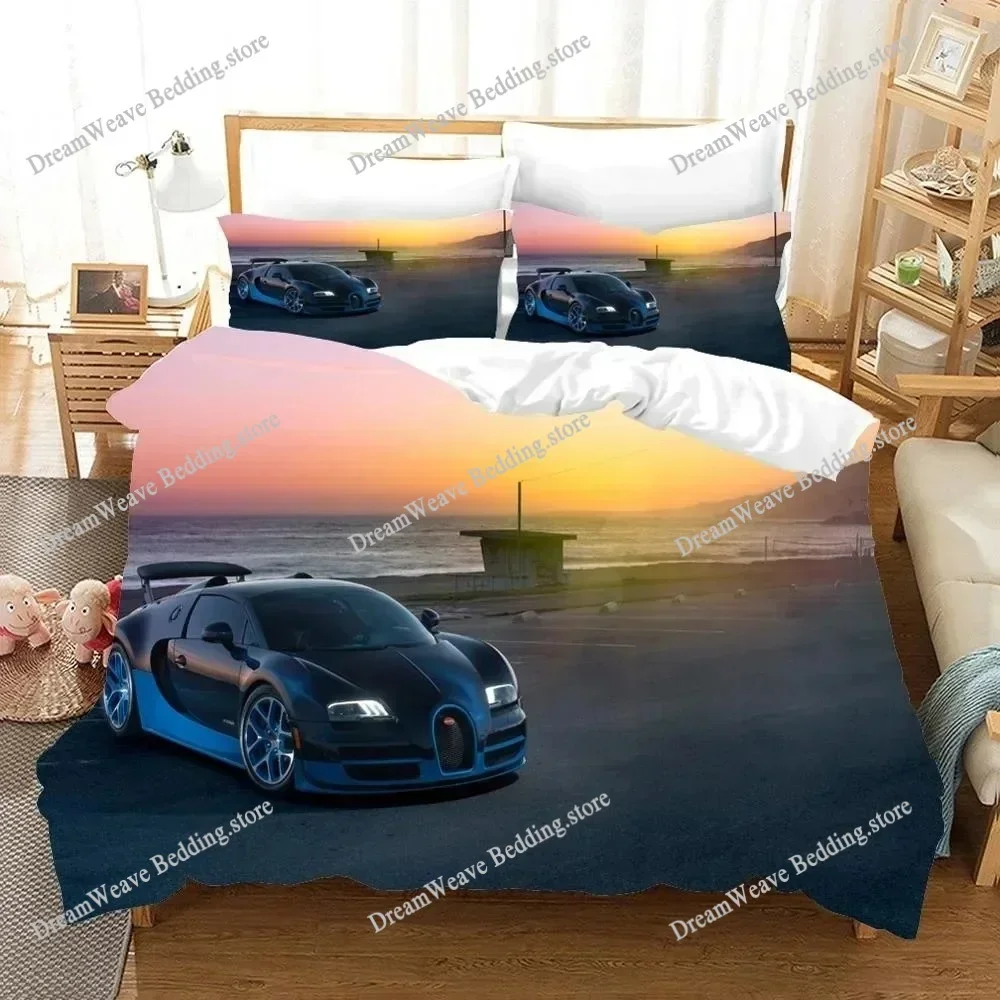3D Printed Racing Cars Bedding Set Polyester Duvet Cover Extreme Sports Home Decor Bedclothes for Adult Teen Boys Luxury Gift