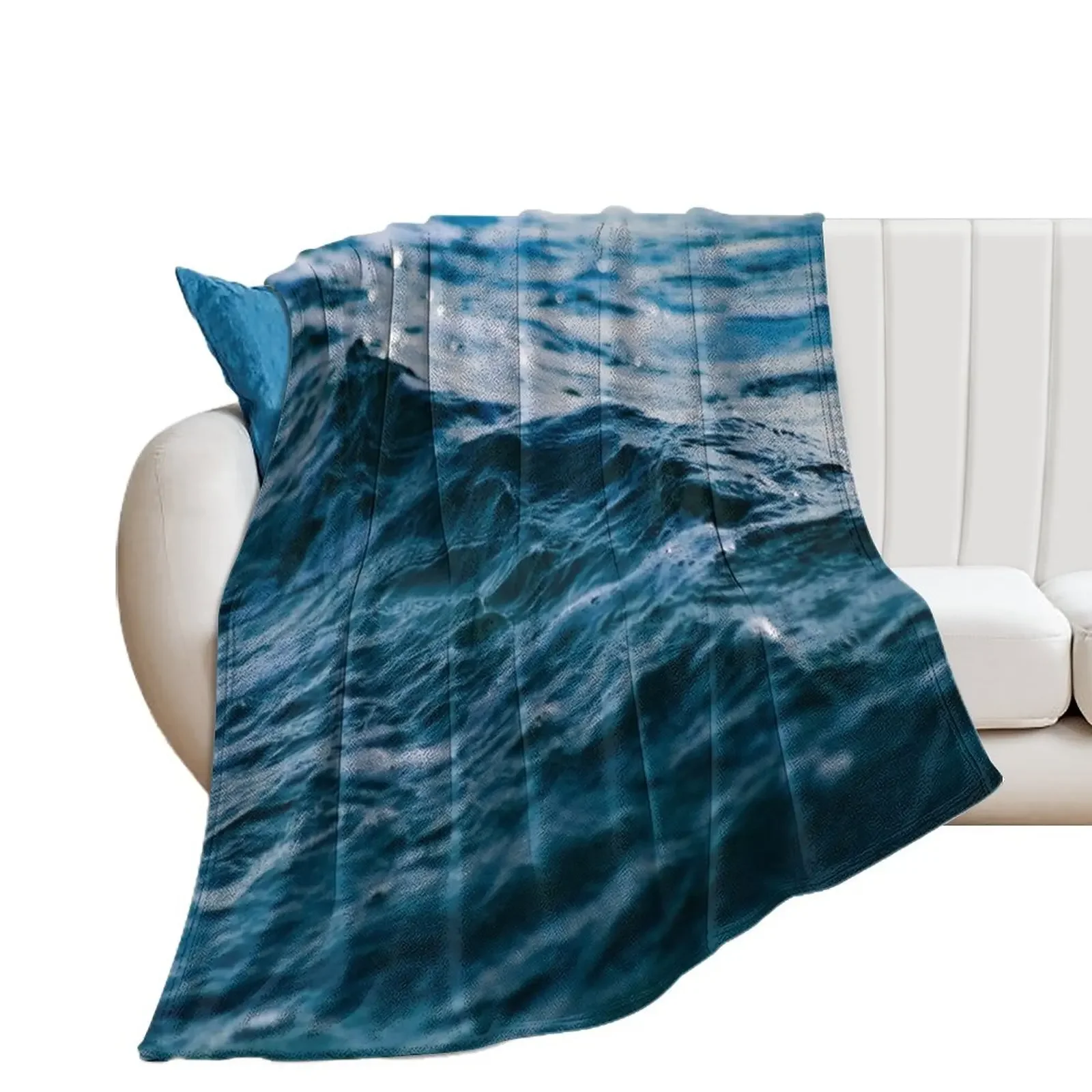 Small ocean wave blue water Throw Blanket Single Plaid Blankets