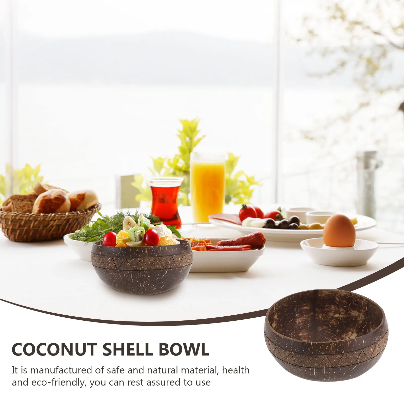 

1Pcs Coconut Shell Bowl Old Coconut Wood Creative Stylish Multi Purpose Salad Dessert Fruit Bowl Household Tableware